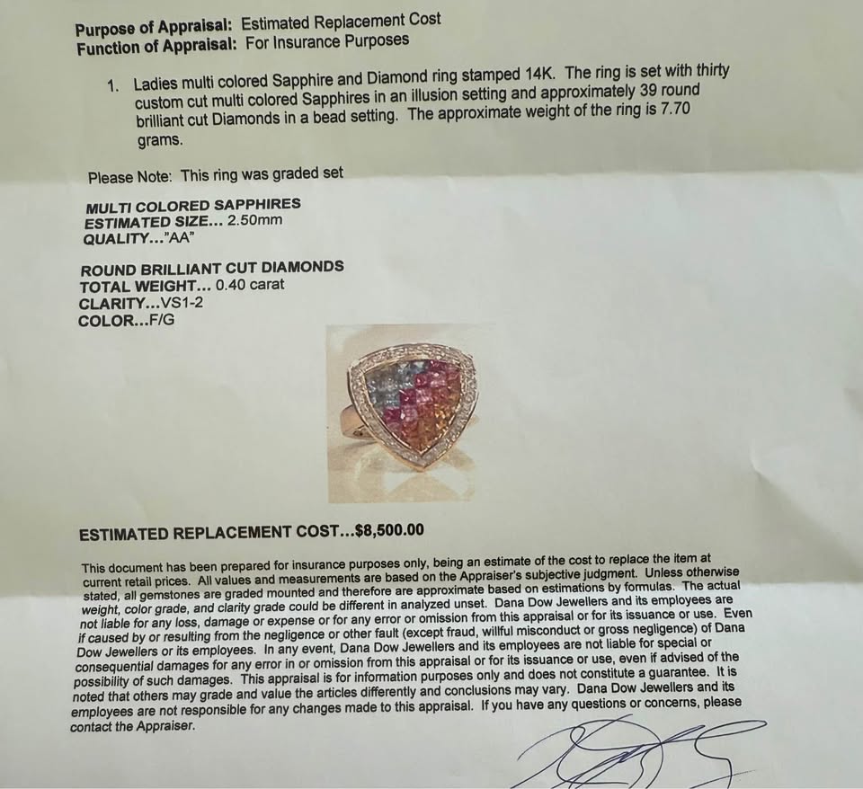 One Of A Kind Multi Colored Natural Sapphire Dinner Ring 14k Yellow Gold