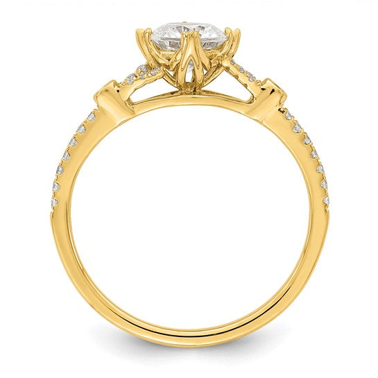 14k (Holds 3/4 carat (5.8mm) Round Center) 1/8 carat Diamond Semi-Mount Engagement Ring