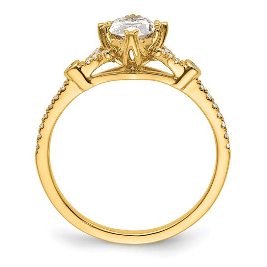 14k (Holds 3/4 carat (7.1x5.4mm) Oval Center) 1/8 carat Diamond Semi-Mount Engagement Ring