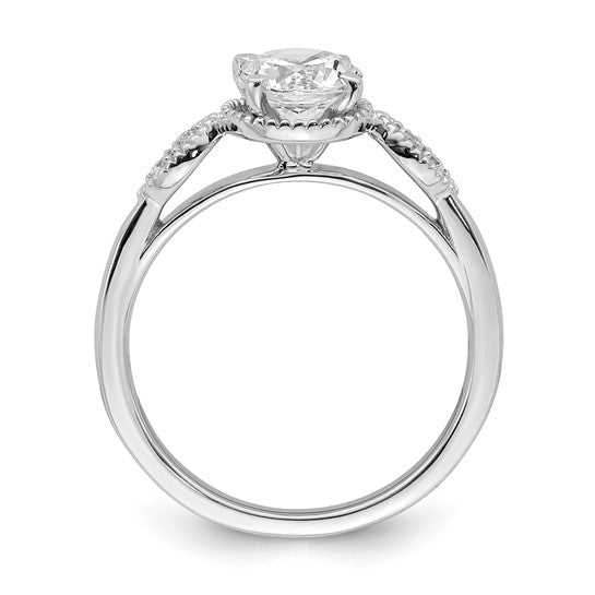 14k White Gold (Holds 1 carat (6.5mm) Round Center) 1/20 carat Diamond Semi-Mount Engagement Ring