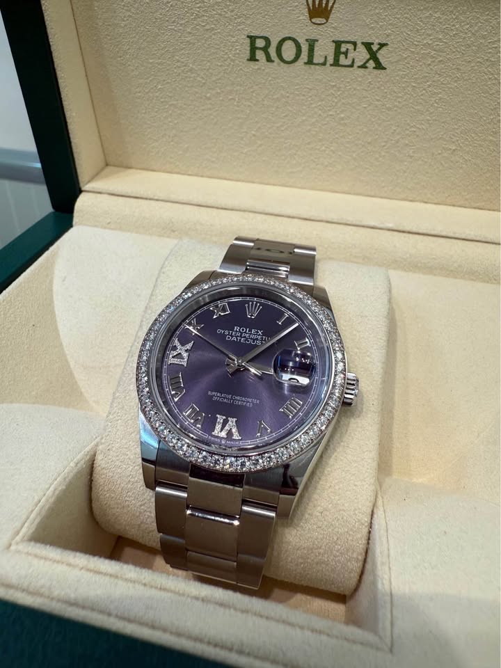 Rare Find Rolex Datejust Diamond Bezel Aubergine Diamond dial - Full Set Ref#126284RBR -2020