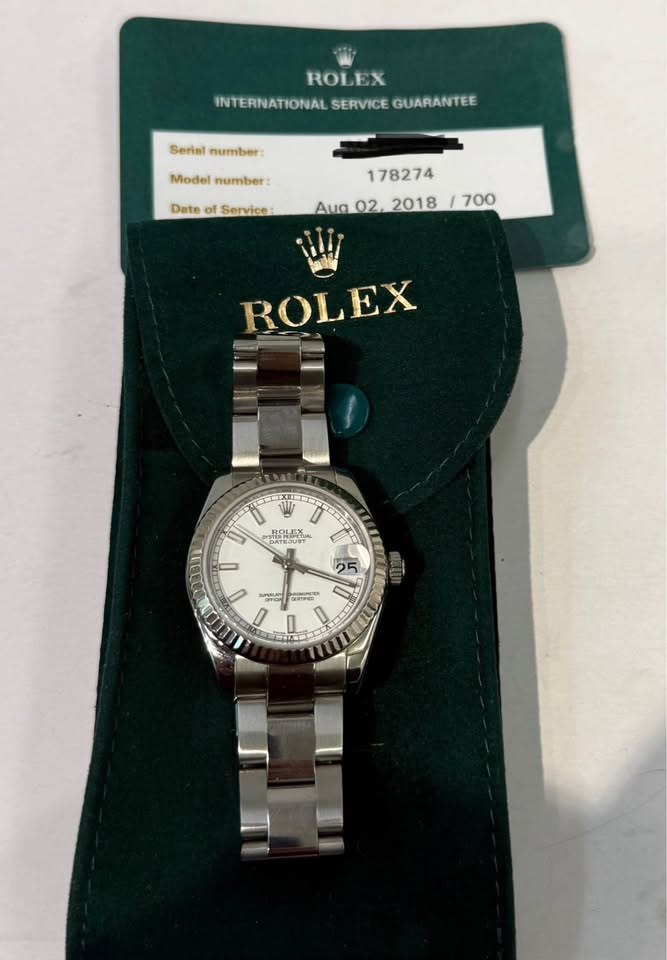 Rolex Datejust 31mm White dial , Fluted Bezel , Oyster Bracelet Ref#178274 -2011