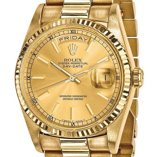 18k Gold 36mm Case Double Quickset Presidential Champagne Dial Watch