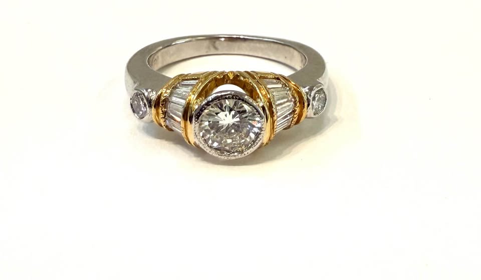 Tacori Natural Diamonds Platinum & 18k Engagement Ring 1.25 Carat Total Weight