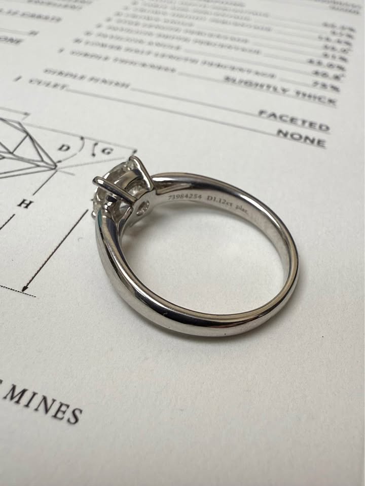 Tiffany & Co. Natural Diamond Solitaire Engagement Ring 1.12 CT In Platinum