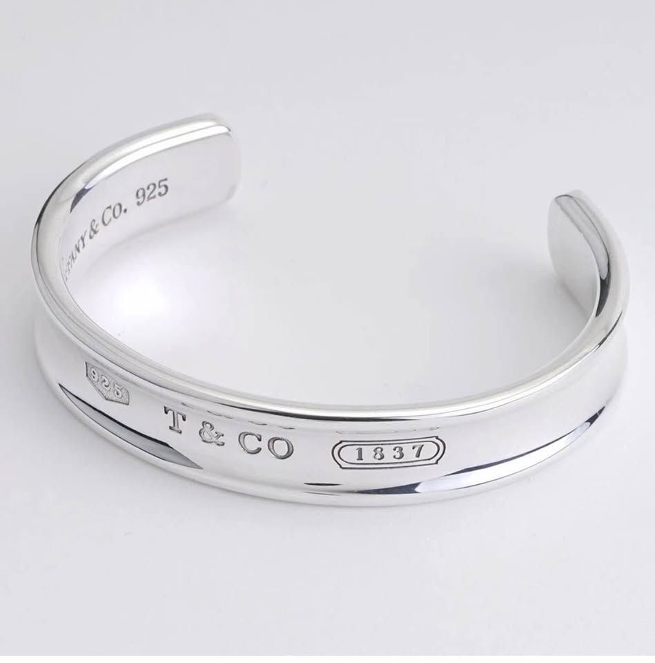 Size 6.5" Tiffany & Co 1837 Wide Cuff Bracelet in Sterling Silver