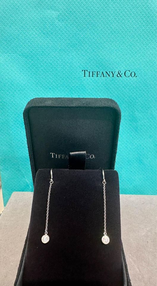 Tiffany & Co Platinum and Natural Diamonds Dainty Dangle Earrings