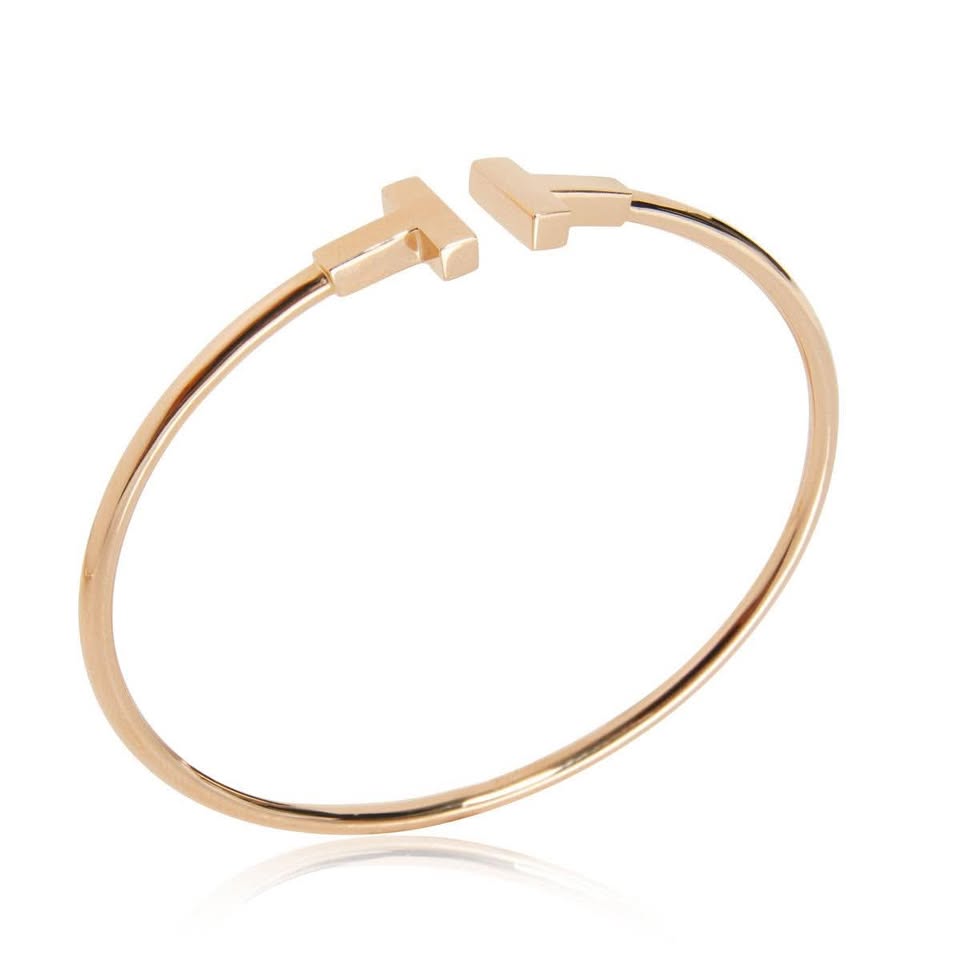 Tiffany & Co T Wire 18k Rose Gold Small Bangle