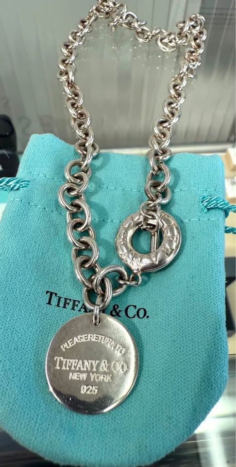 Tiffany & Co Tag Necklace , In Great Condition With Pouch and Box