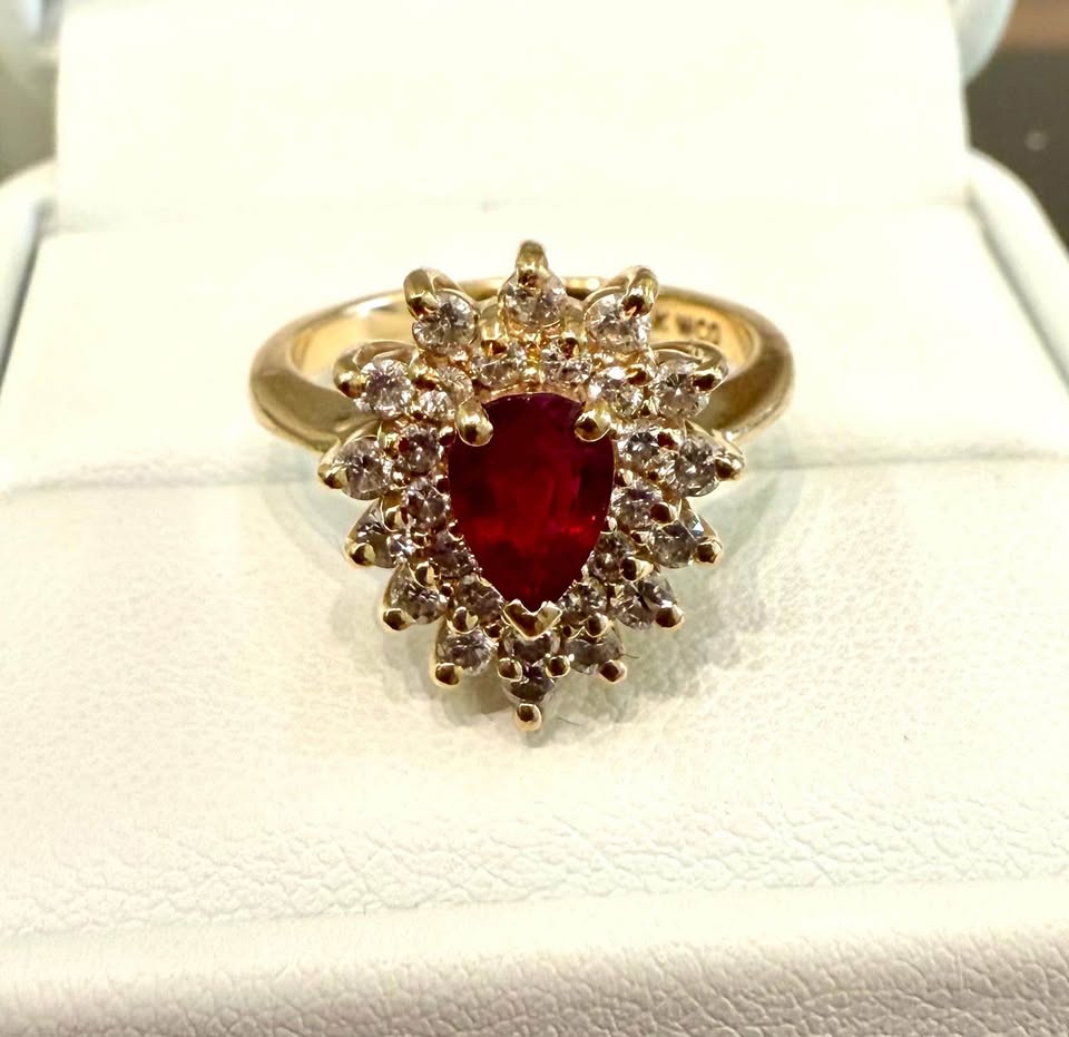 Unique Natural Diamonds & Rubies Double Halo Statement Ring