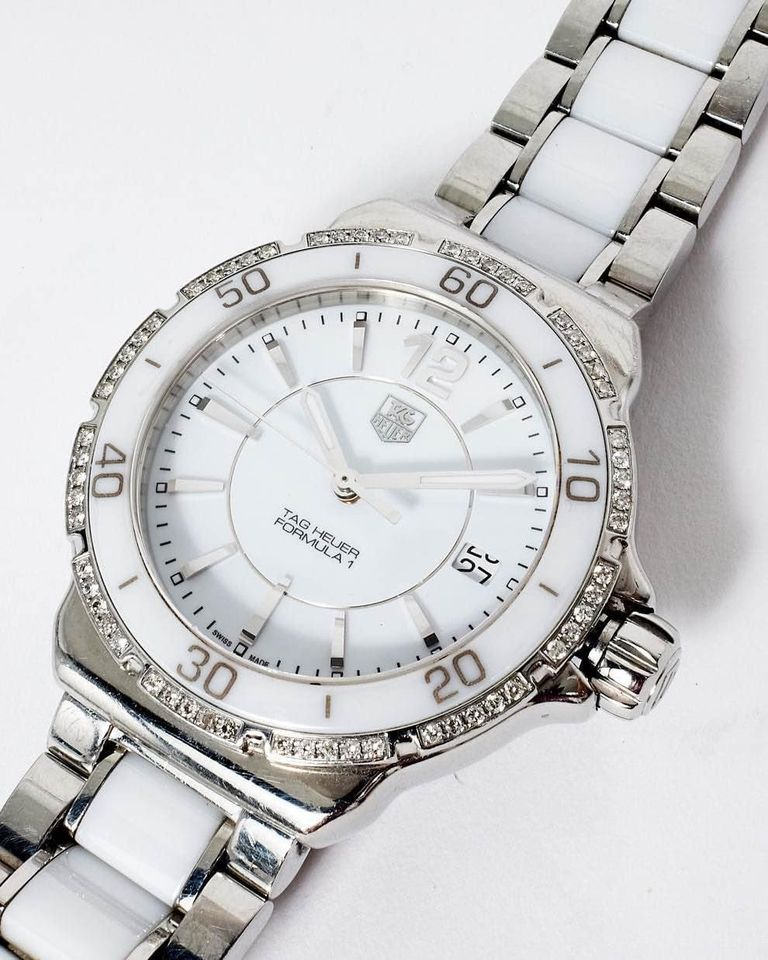 White Ceramic with Natural Diamonds Formula 1 Ladies Tag Heuer Watch