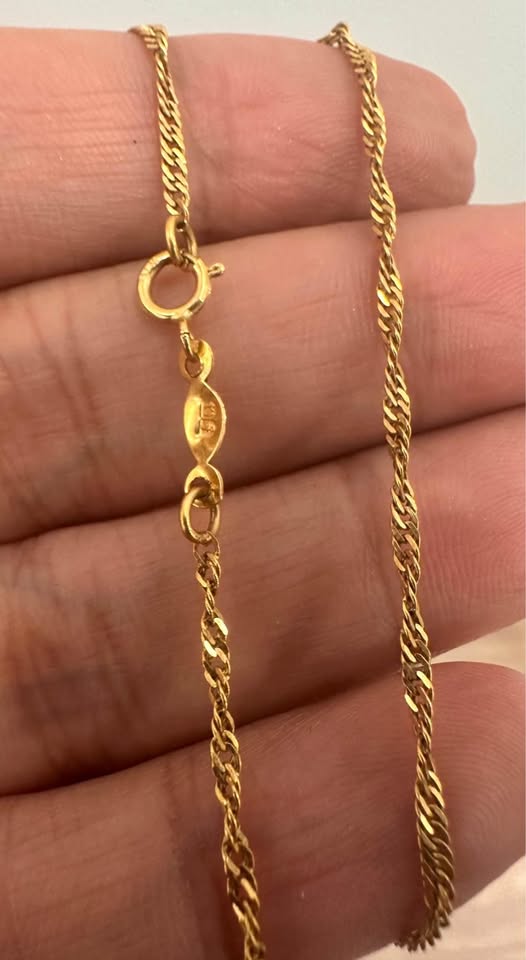 22 Karat Dubai Gold Diamond cut singapore chain 16”