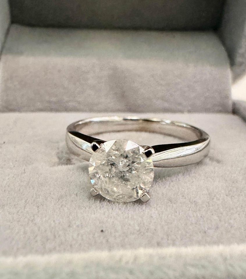 1.25 Carat Natural Diamond Solitaire Engagement Ring in 14k White Gold