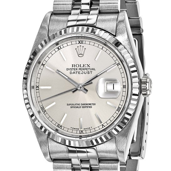 Rolex 36mm Jubilee Datejust Silver Dial and 18k Fluted Bezel Watch