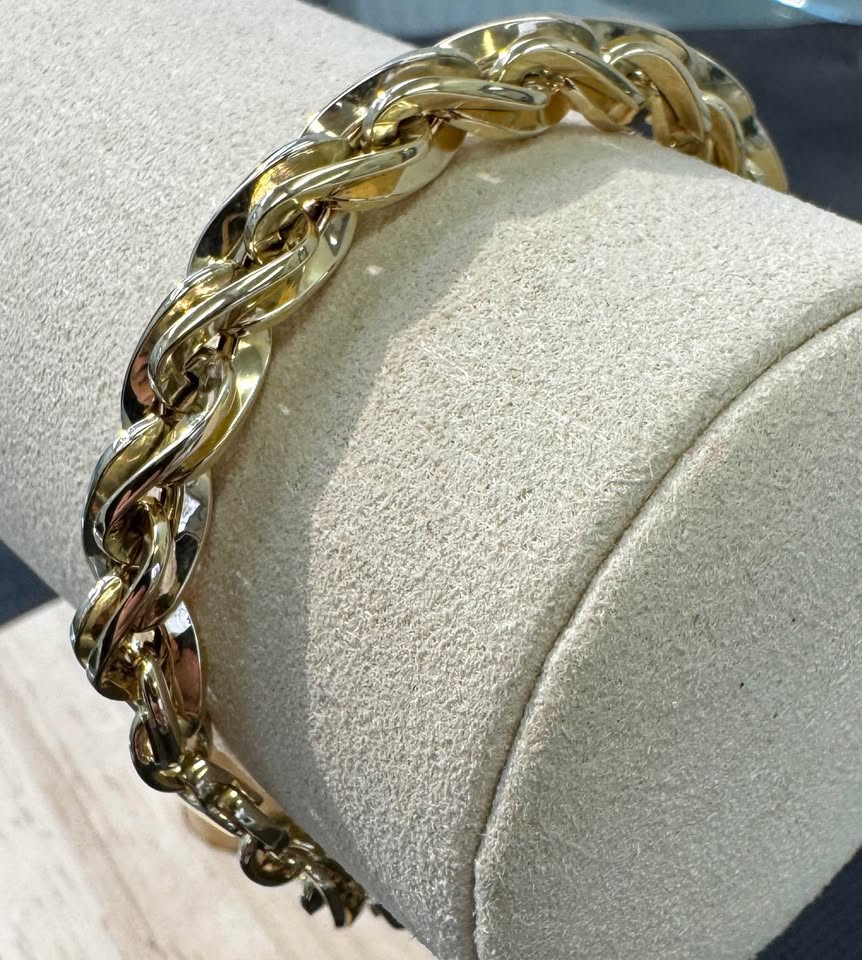 14Karat Italian Twisted Bracelet ,8mm wide, 7.5”