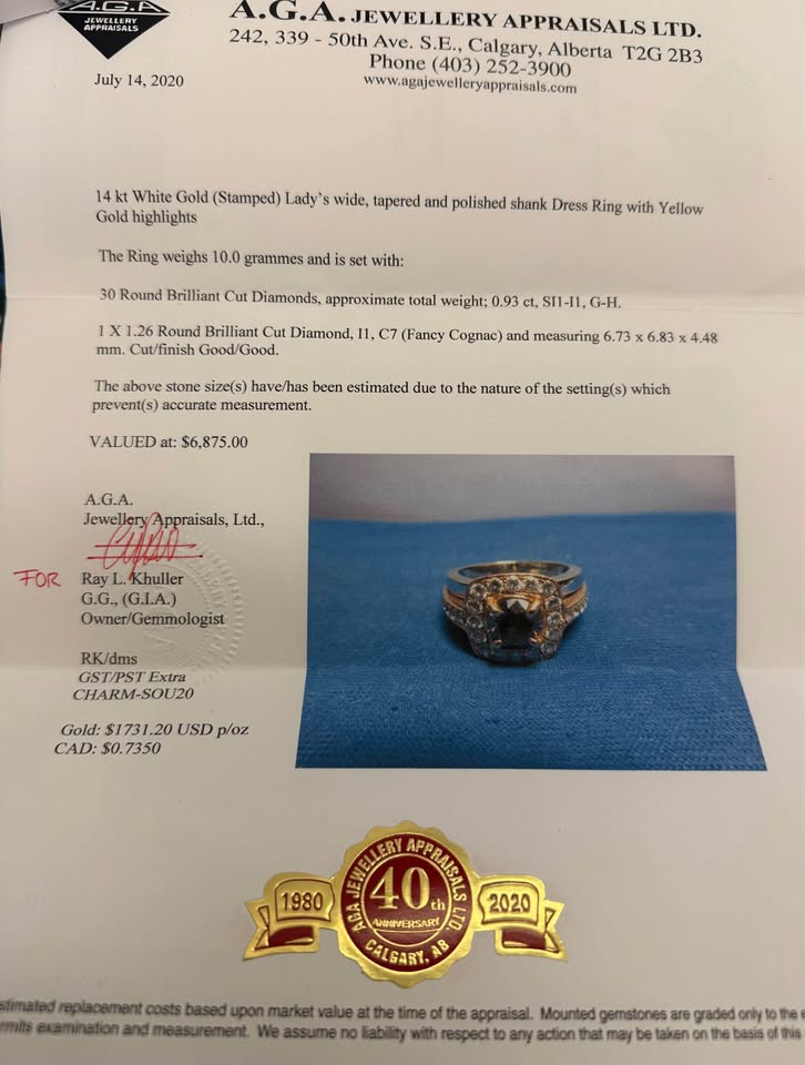 Custom 14Karat Natural Cognac Diamond 1.26 Carat and 0.93 Carat Accented Diamonds Halo