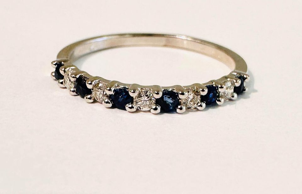 14Karat Natural Sapphires and Diamonds Band