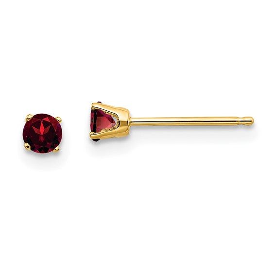 14k 3mm January Birthstone Garnet Post Earrings