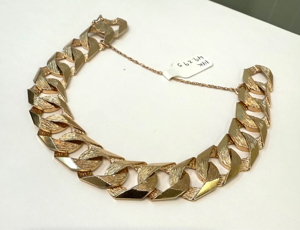 14k Extra Solid Flat Curb Bracelet 15mm Wide 8”