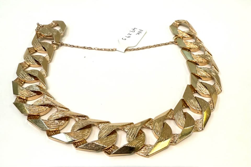 14k Extra Solid Flat Curb Bracelet 15mm Wide 8”