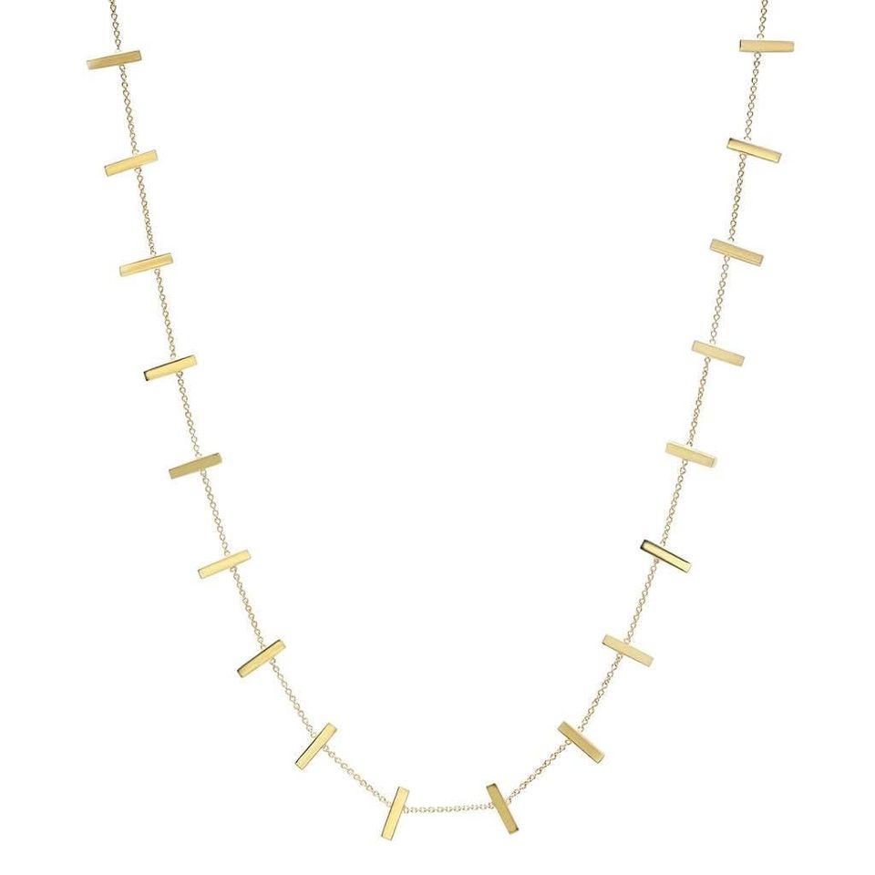 Jennifer Meyer 14k Solid Gold Bar Necklace , 18” - Great for layering