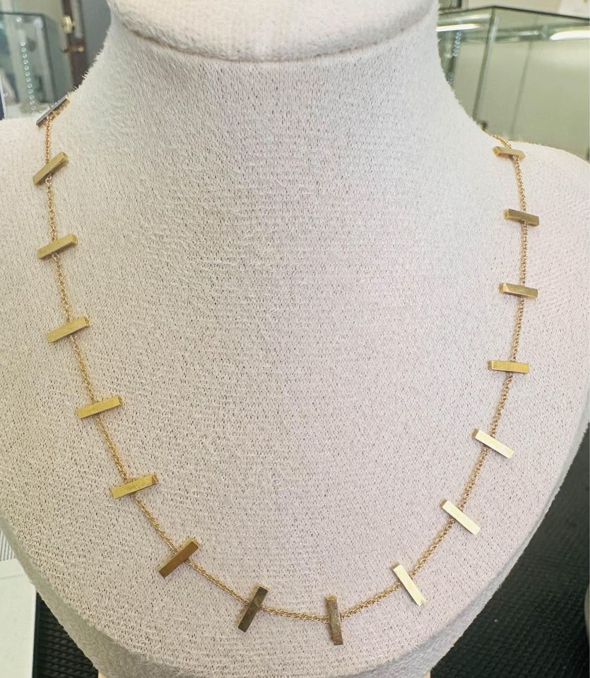 Jennifer Meyer 14k Solid Gold Bar Necklace , 18” - Great for layering