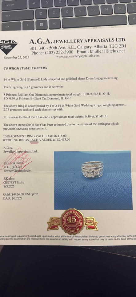 14k 3Pcs Natural Diamonds Wedding Set 2.00CTW Princess Cut