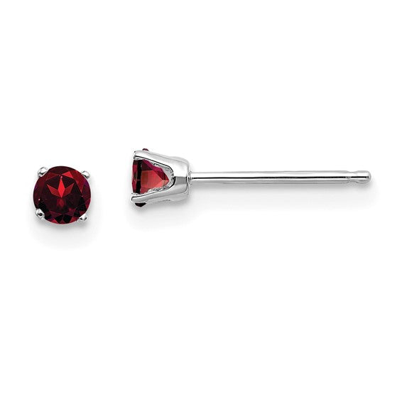 14k 3mm January Birthstone Garnet Post Earrings