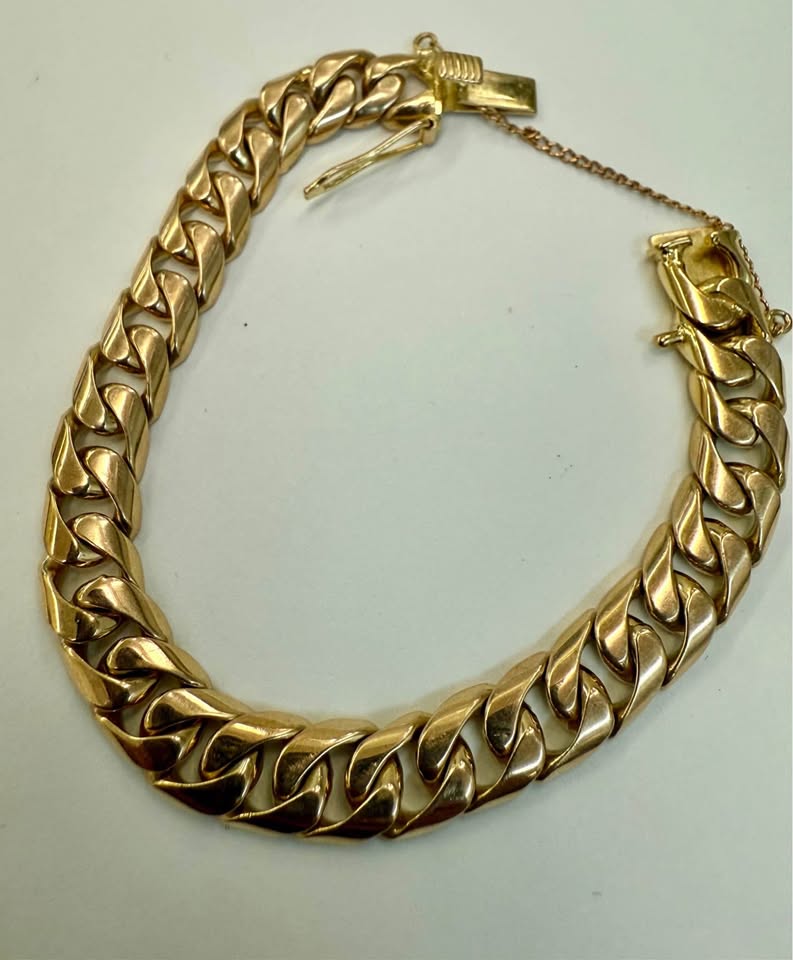 14k extra solid Miami Cuban Bracelet with Safety Chain & Latch