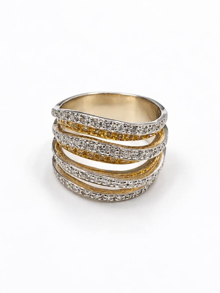 18 Karat Layered Natural Diamond Ring 1.00CTW