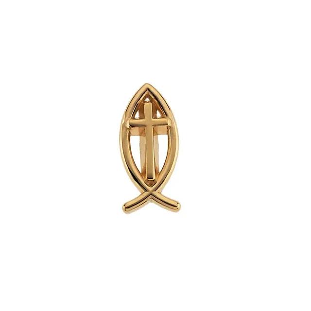 18 Karat Solid Yellow Gold Ichthus Tie Pin 17x8mm