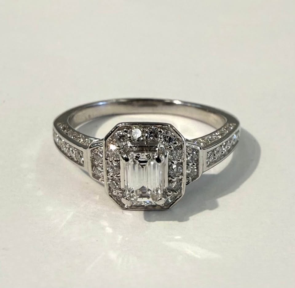 18Karat White Gold Natural Diamonds Halo Engagement Ring