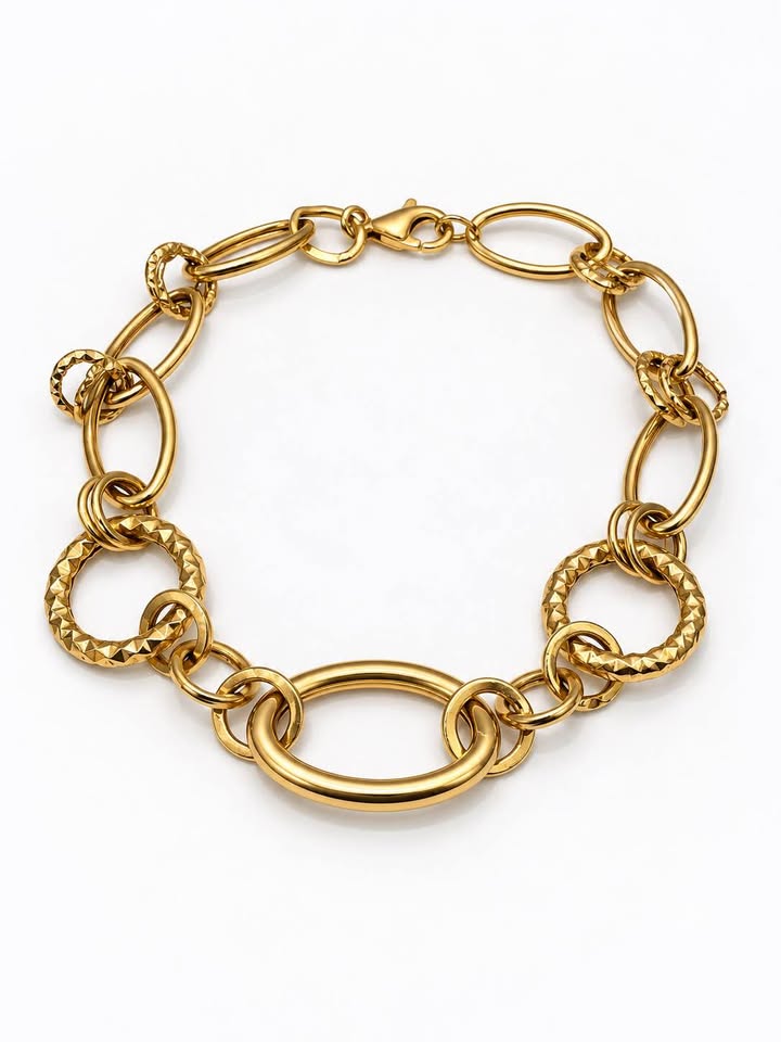 18Karat Yellow Gold Lady’s Fancy Link Bracelet 7.5”