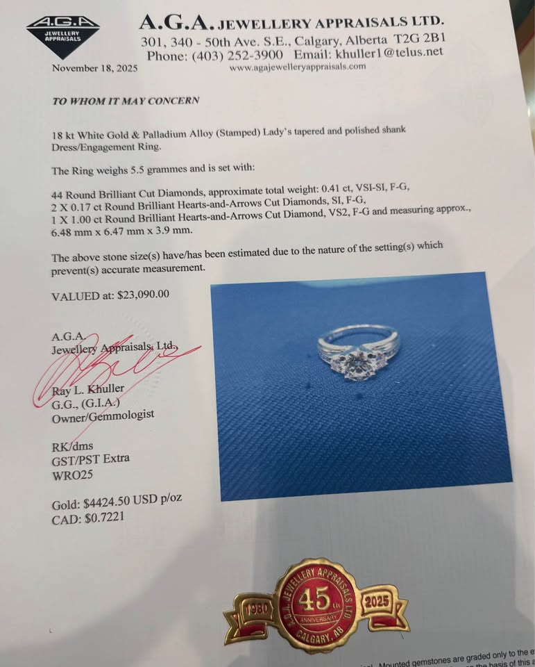 18k Hearts & Arrows Natural Diamond Past Present Future Ring VS2-F 1.58 Carat - Buy Now Pay Later