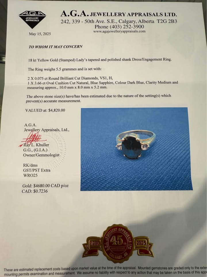 Beautiful 18karat 3.66 Carat Natural Sapphires and Diamonds Ring