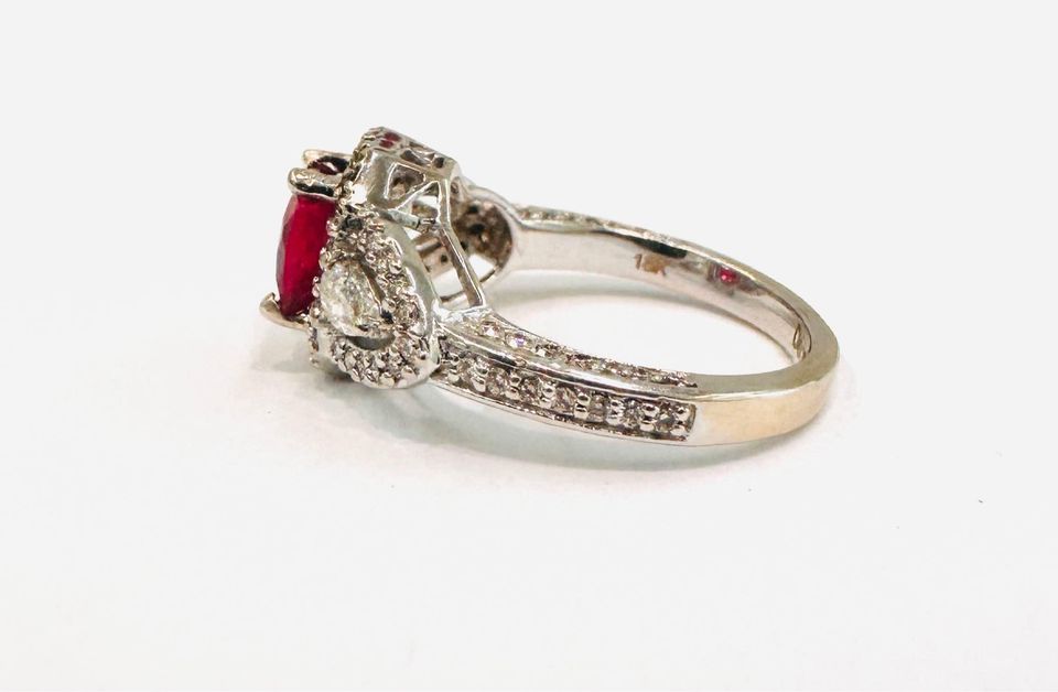 Past Present Future Natural 2.00 Carat Ruby & Diamonds 18karat Ring