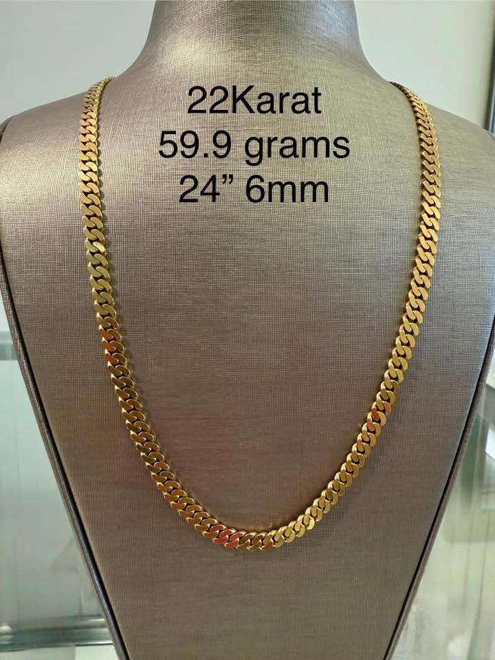 Beautiful 22karat Cuban Chain 59.9 grams , 24” 6mm , Solid Links