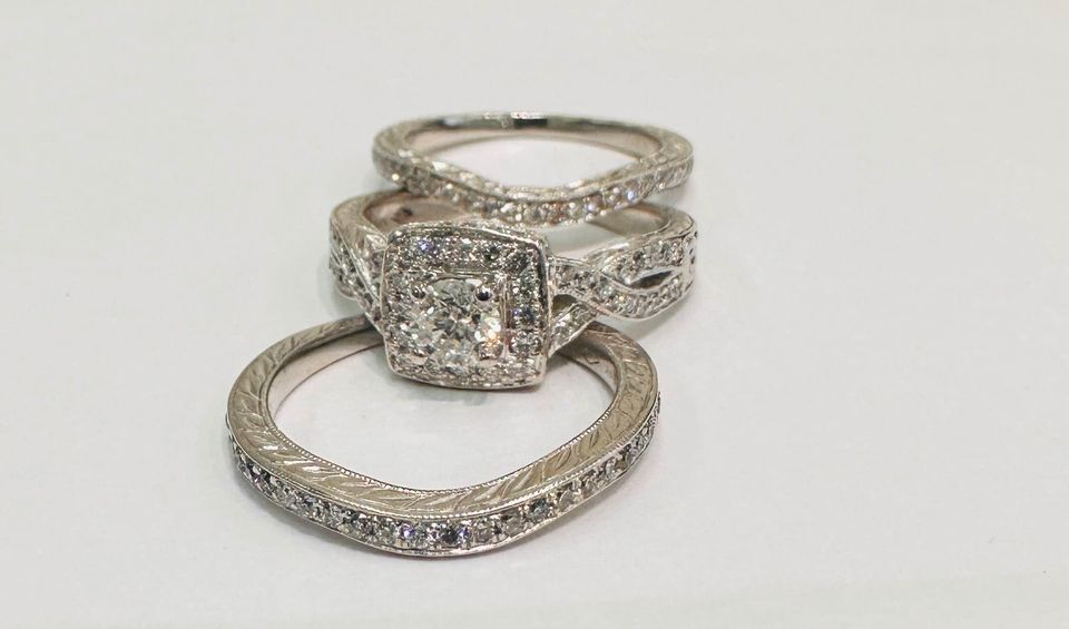 3 Piece Halo Style Wedding Set , 2.00CTW Natural Diamonds in 14k Gold