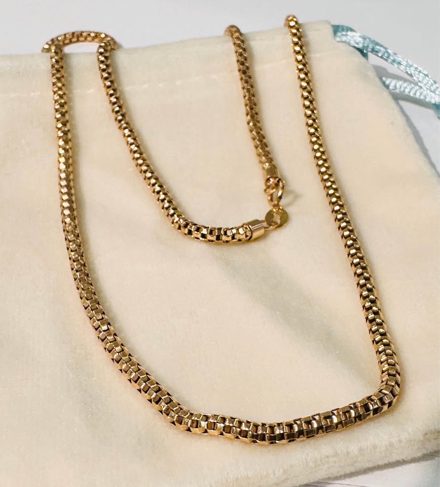 Italian Gold 10karat Unisex Chain 20”, 3mm , Rounded Box Link