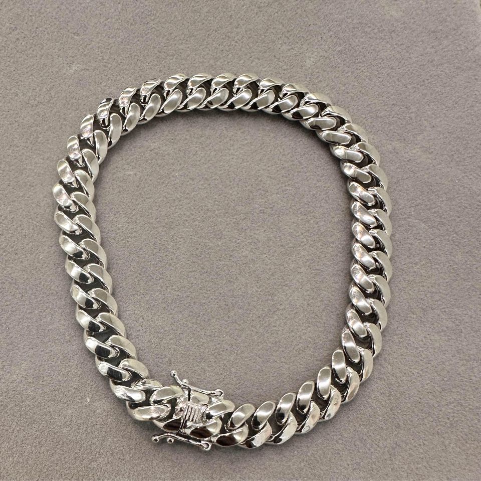 8mm Cuban Sterling Silver Solid Chain