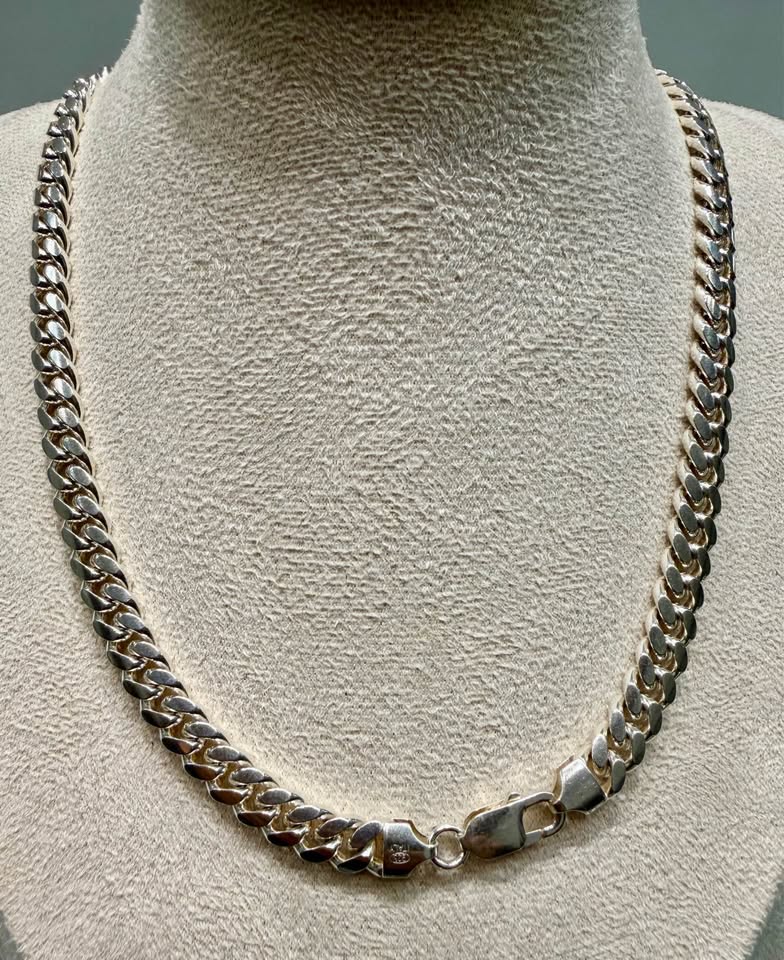 925 Italy Miami Cuban Chain Solid Links 81.4 grams 22” 8mm wide