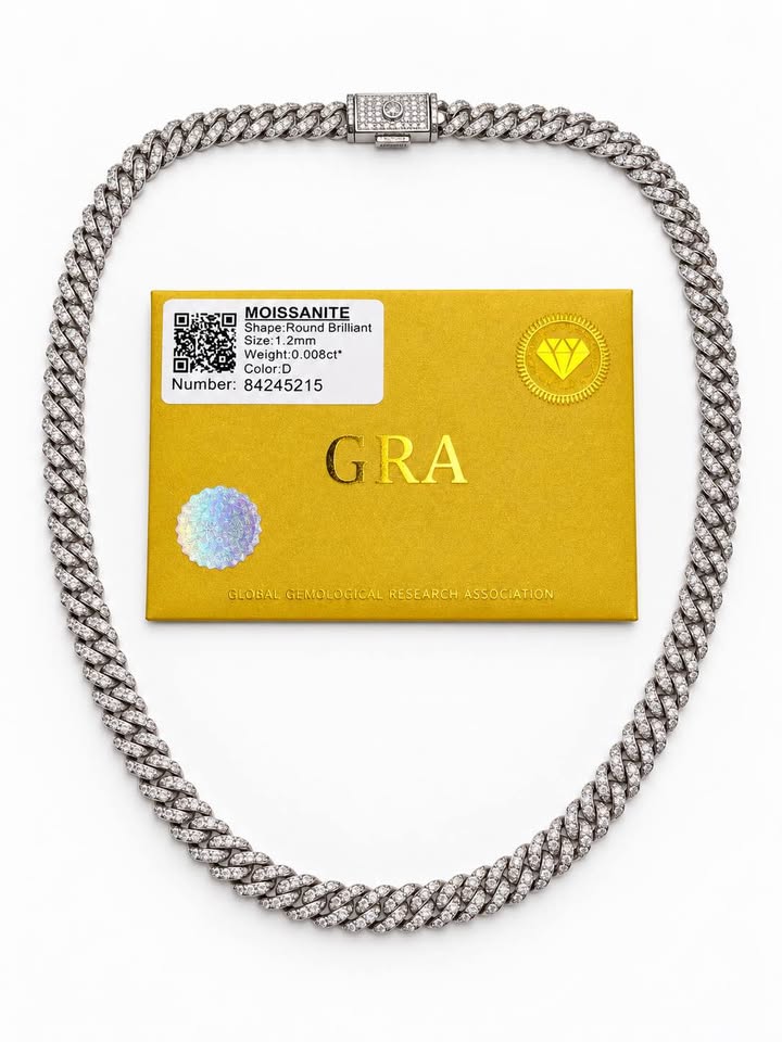 925 Silver Iced Moissanite Cuban Chain