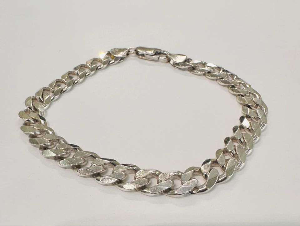 925 Sterling Silver Italian Solid Cuban Link Bracelet 8mm ,9”