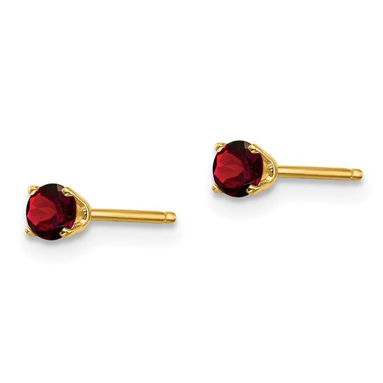 14k 3mm January Birthstone Garnet Post Earrings