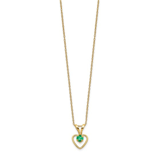 14k Madi K 3mm Emerald Heart Birthstone Necklace 15"