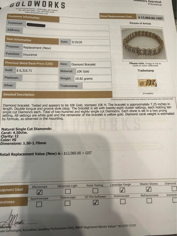 Beautiful Diamond Bracelet “unisex” 4.50Carats of Natural Diamonds 19.82 grams in 10karat Gold