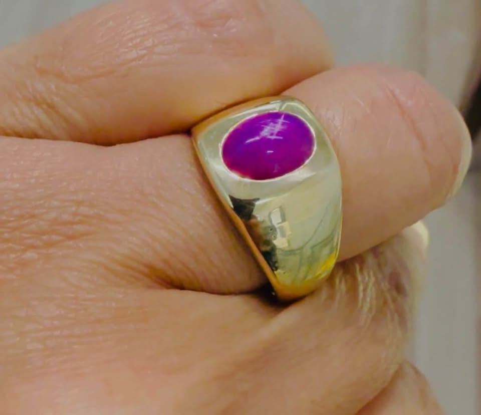 Beautiful Natural Star Ruby Men’s Signet Ring in 10k