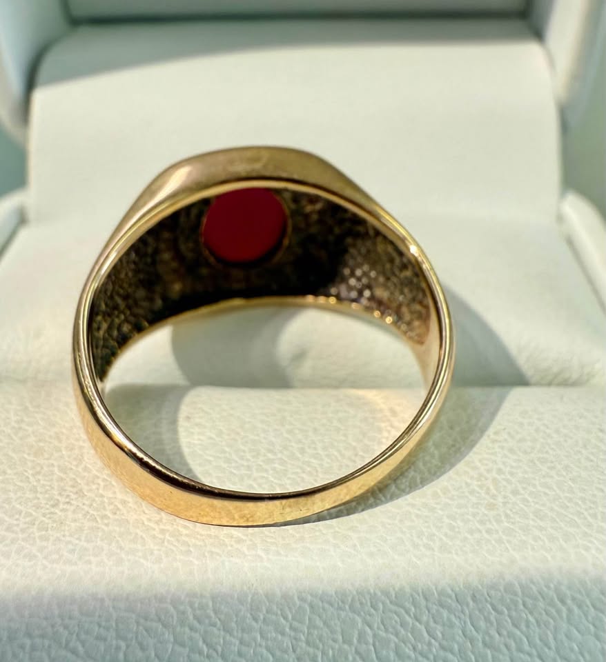 Beautiful Natural Star Ruby Men’s Signet Ring in 10k