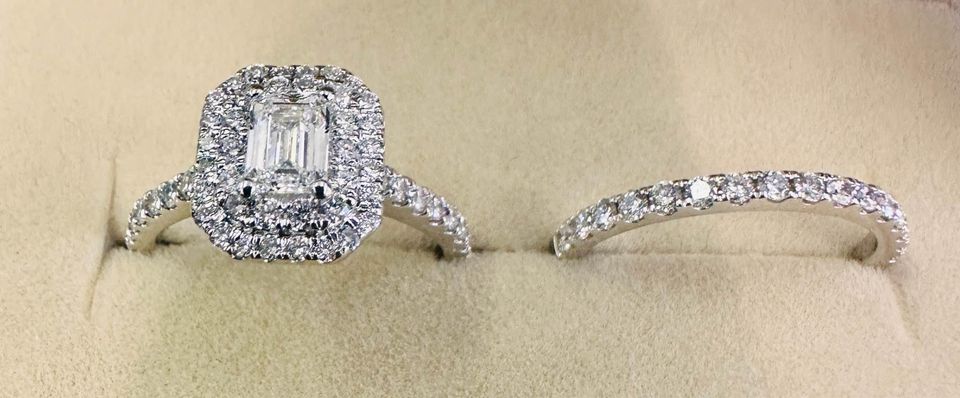 Canadian Diamonds double halo wedding set in 14k 1.50CTW E-SI2