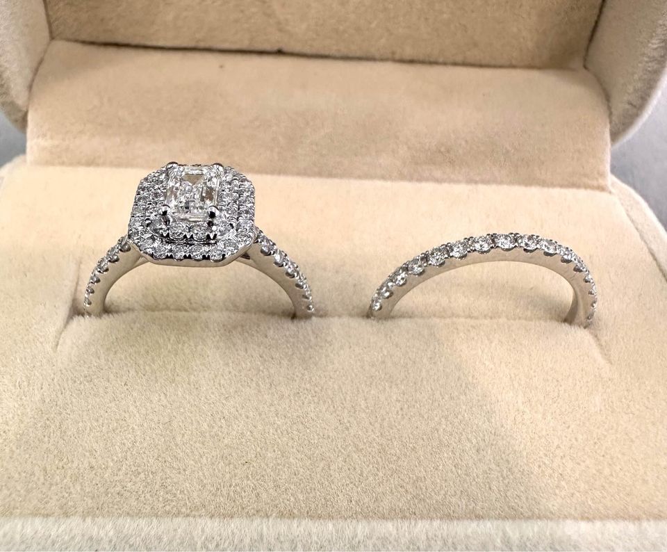 Canadian Diamonds double halo wedding set in 14k 1.50CTW E-SI2